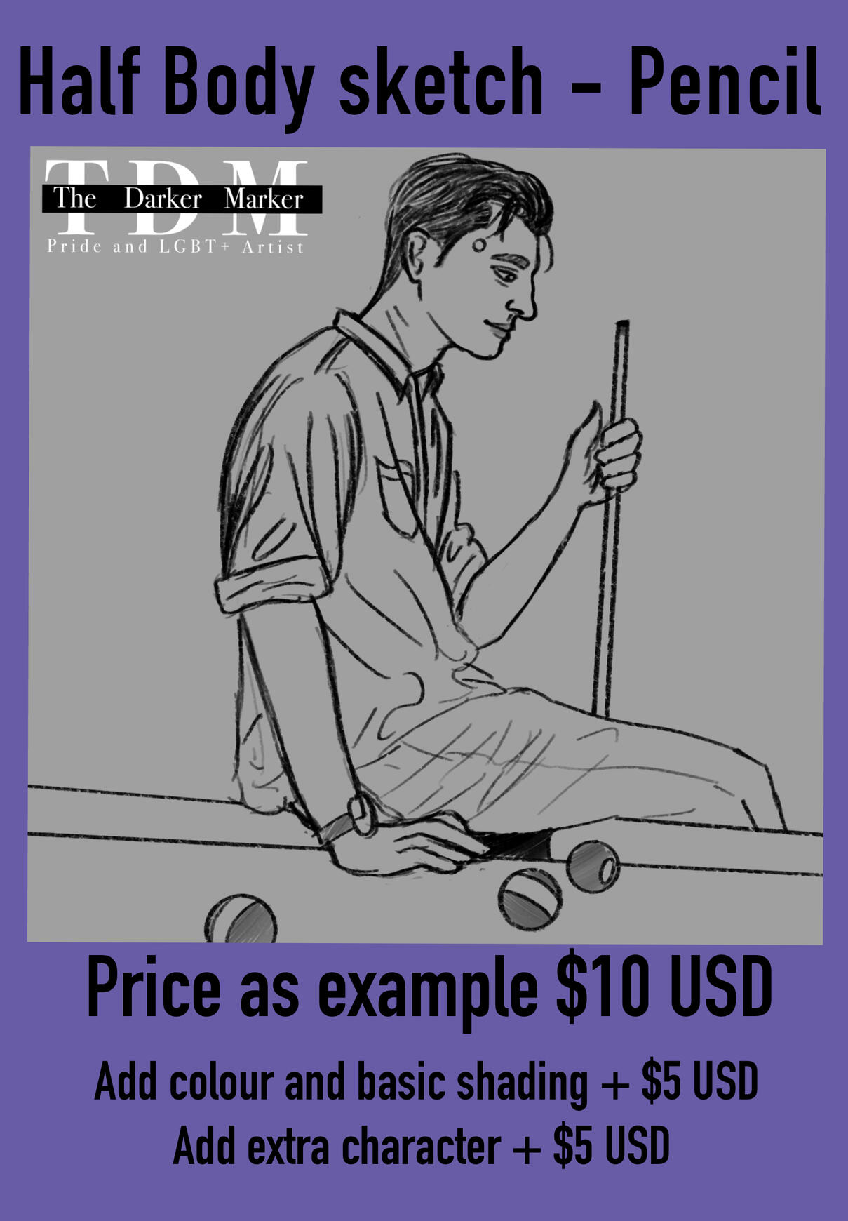 Half body sketch pencil