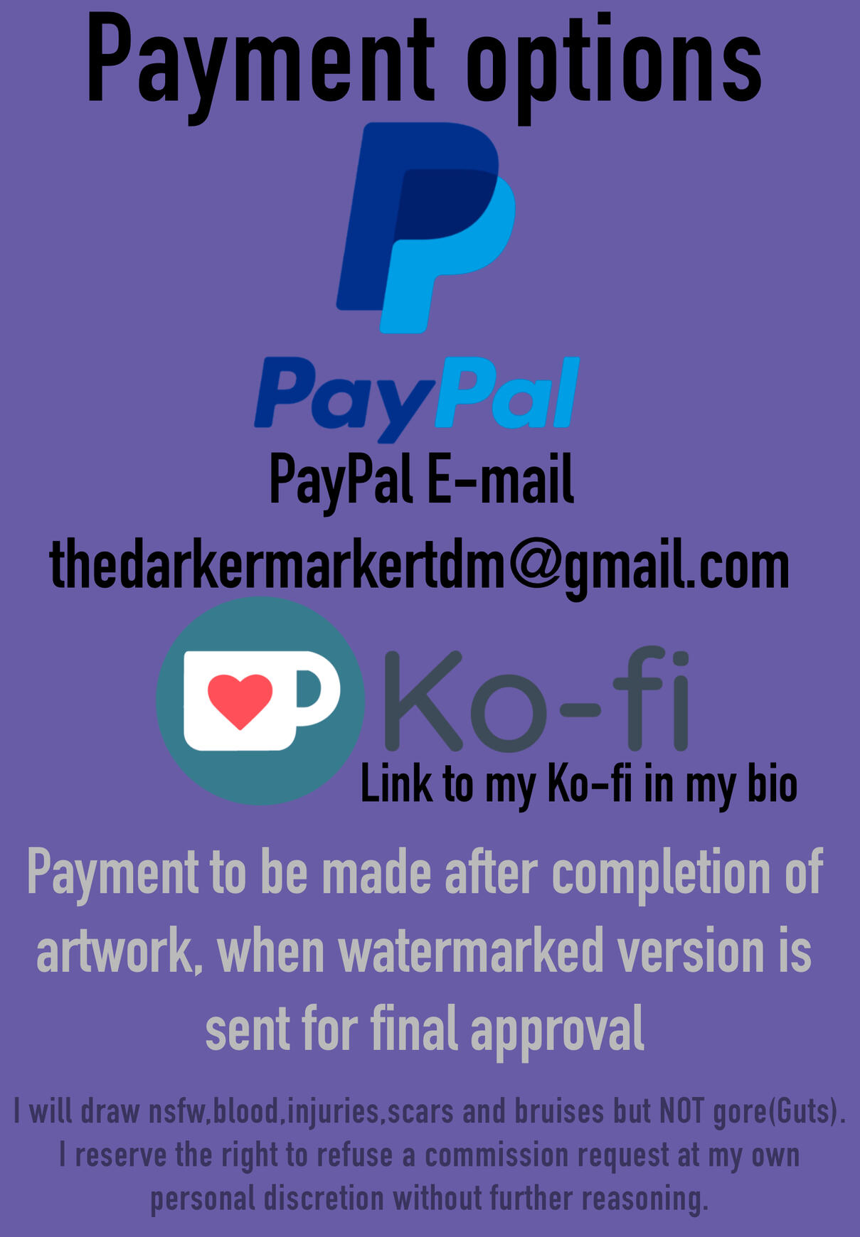 Payment information and details