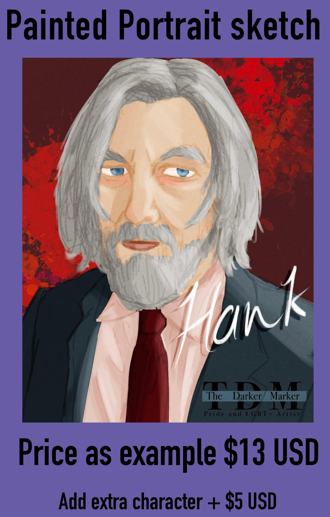 Painted portrait sketch